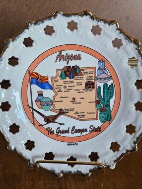 Arizona Souvenir Decorative Plate with Orange Accents